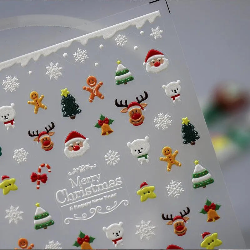 Christmas Nail Art Stickers Snowflake Christmas Design Adhesive Sticker Decals TS3282