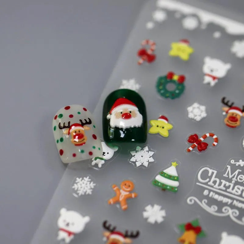 Christmas Nail Art Stickers Snowflake Christmas Design Adhesive Sticker Decals TS3282