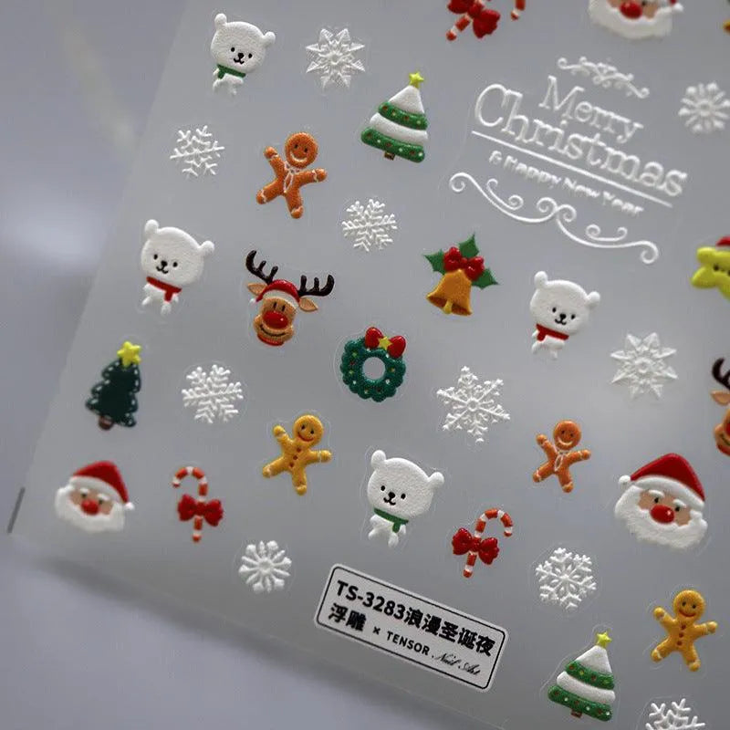 Christmas Nail Art Stickers Snowflake Christmas Design Adhesive Sticker Decals TS3282