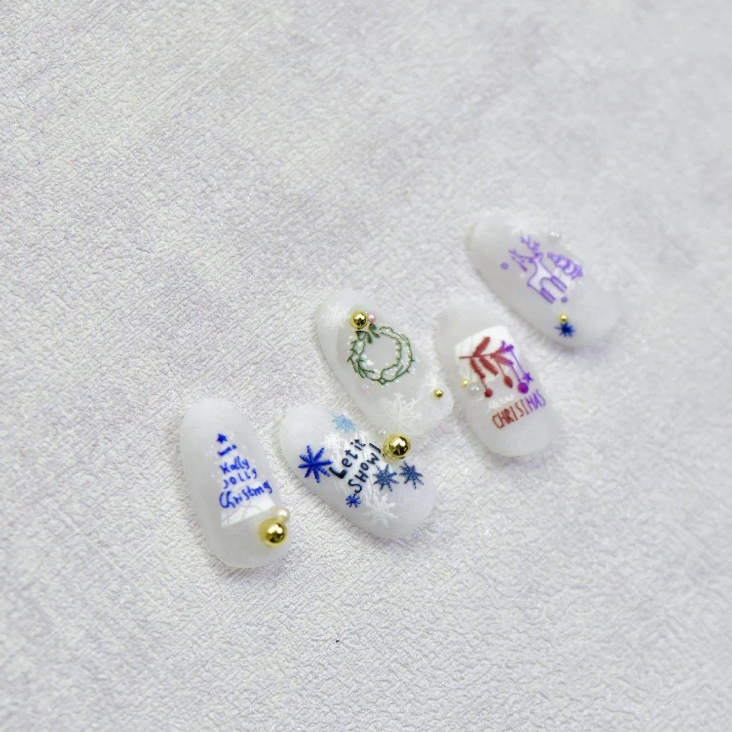 Christmas Nail Art Stickers Snowflake Snowman Adhesive Embossed Sticker Decals to2446