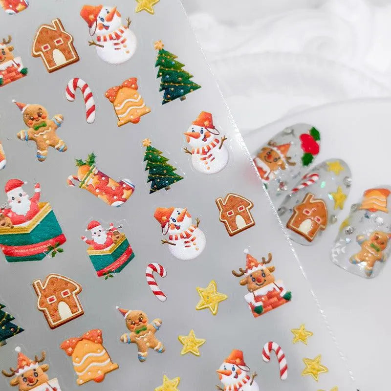 Christmas Nail Art Stickers Snowflake Snowman Adhesive Sticker Decals TS1969