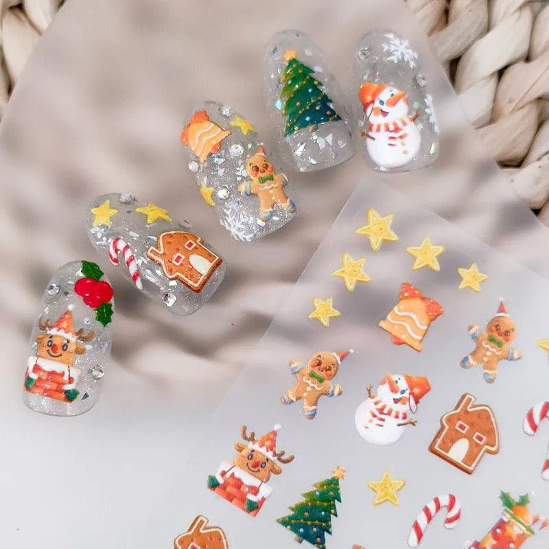 Christmas Nail Art Stickers Snowflake Snowman Adhesive Sticker Decals TS1969