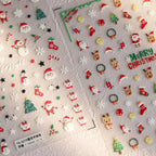 Christmas Nail Art Stickers Xmas Tree Santa Claus Adhesive Sticker Decals TS3268