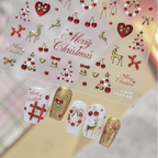 Christmas Nail Stickers - Gold & Red Holiday Decals 6137