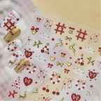 Christmas Nail Stickers - Gold & Red Holiday Decals 6137