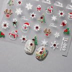 Christmas Santa Claus Nail Art Stickers Adhesive Embossed Xmas Tree Snow Sticker Decals TL069