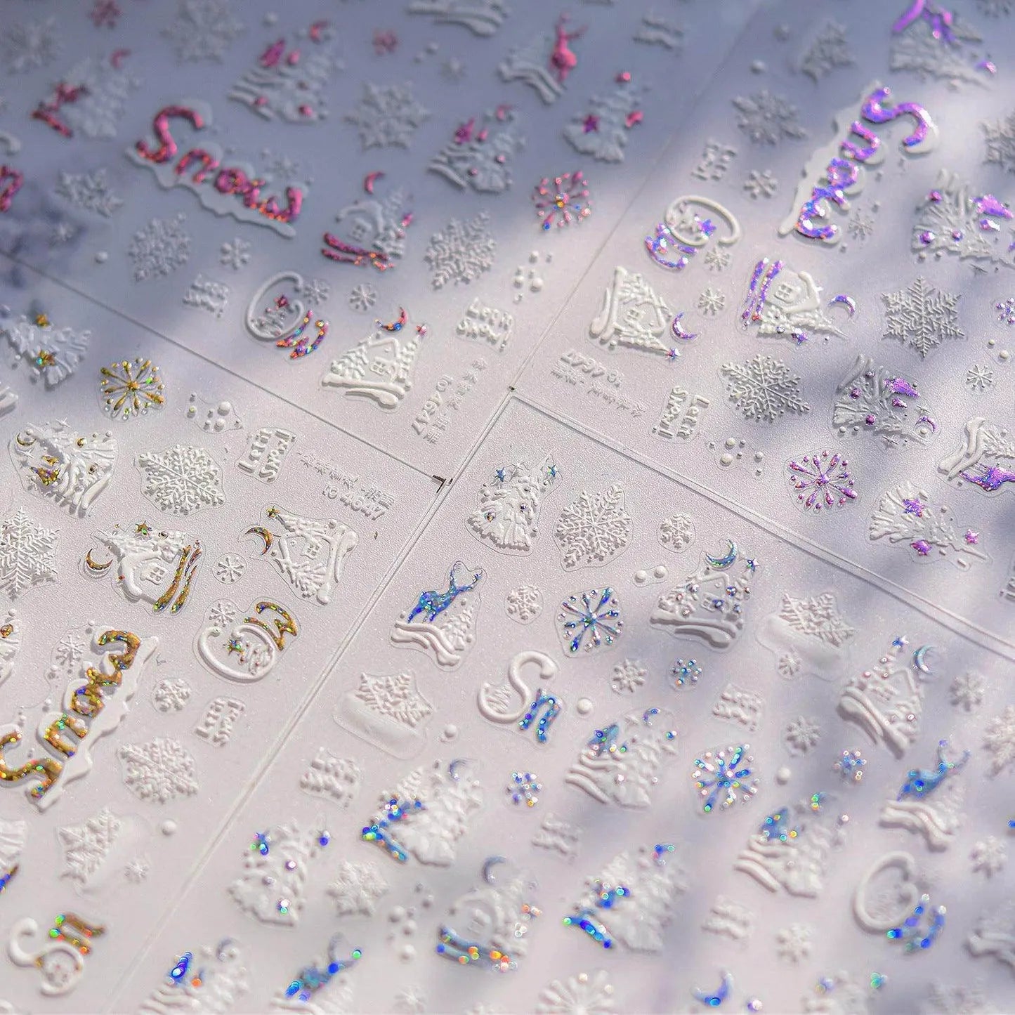 Christmas Snow House Nail Art Stickers Snowflakes Snow Xmas Tree Adhesive Embossed Sticker Decals to4647