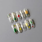 Christmas Snowflake Nail Art Stickers Adhesive Embossed Bow-tie with Rhinestones Sticker Decals TL067