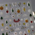 Christmas Snowflake Nail Art Stickers Adhesive Embossed Bow-tie with Rhinestones Sticker Decals TL067