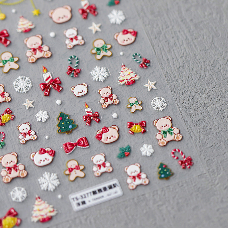 Christmas Snowflake Nail Art Stickers Xmas Tree Bear Sticker Decals