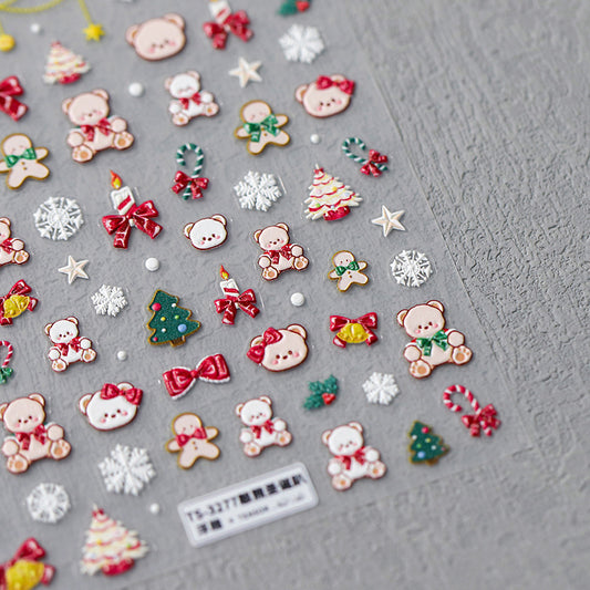 Christmas Snowflake Nail Art Stickers Xmas Tree Bear Sticker Decals