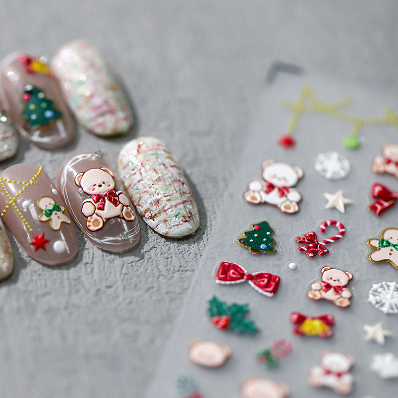 Christmas Snowflake Nail Art Stickers Xmas Tree Bear Sticker Decals