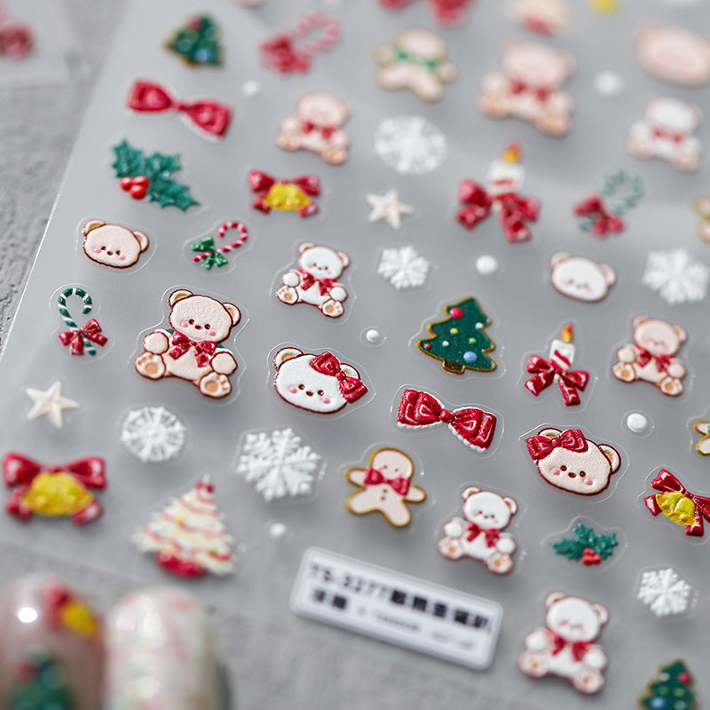 Christmas Snowflake Nail Art Stickers Xmas Tree Bear Sticker Decals
