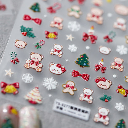 Christmas Snowflake Nail Art Stickers Xmas Tree Bear Sticker Decals