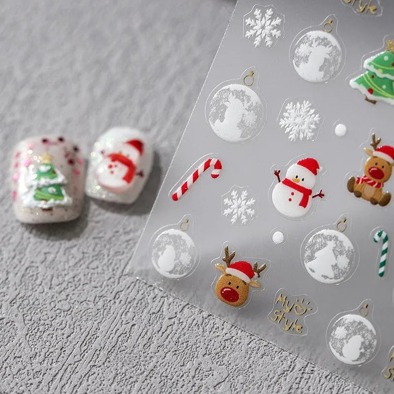 Christmas Snowman Nail Art Stickers Snowflake Winter Adhesive Sticker Decals M227