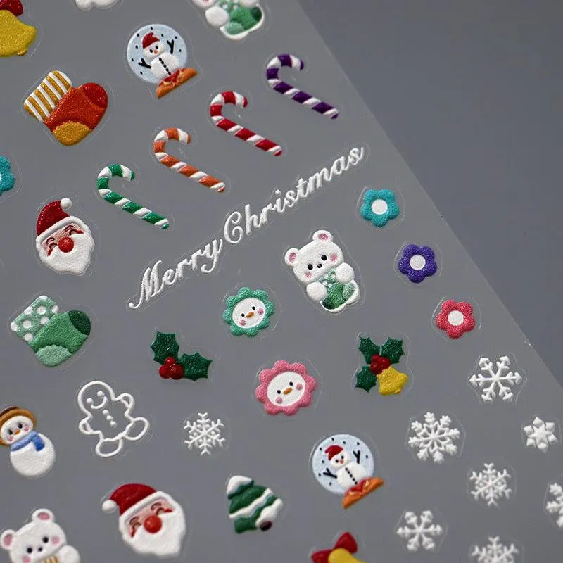 Christmas Theme Nail Art Stickers Adhesive Sliders Christmas Snow Sticker Decals TS3236