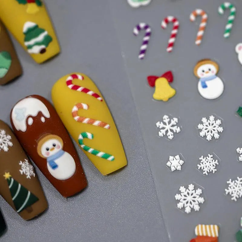 Christmas Theme Nail Art Stickers Adhesive Sliders Christmas Snow Sticker Decals TS3236