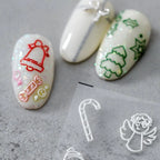Christmas Tree Bell Nail Art Stickers Xmas Snowflake Embossed Sticker Decals TS977