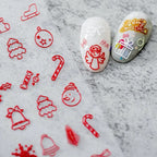 Christmas Tree Bell Nail Art Stickers Xmas Snowflake Embossed Sticker Decals TS977