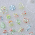 Christmas Tree Bell Nail Art Stickers Xmas Snowflake Embossed Sticker Decals TS977