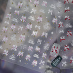 Christmas Tree & Bow Pearl Nail Stickers 