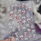 Christmas Tree & Bow Pearl Nail Stickers 