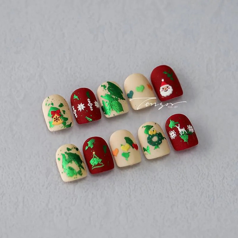 Christmas Tree Deer Nail Art Stickers Xmas Snowman Adhesive Sticker Decals TS3290