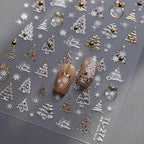 Christmas Tree Nail Art Stickers Adhesive Embossed Golden Snow Ball Sticker Decals 