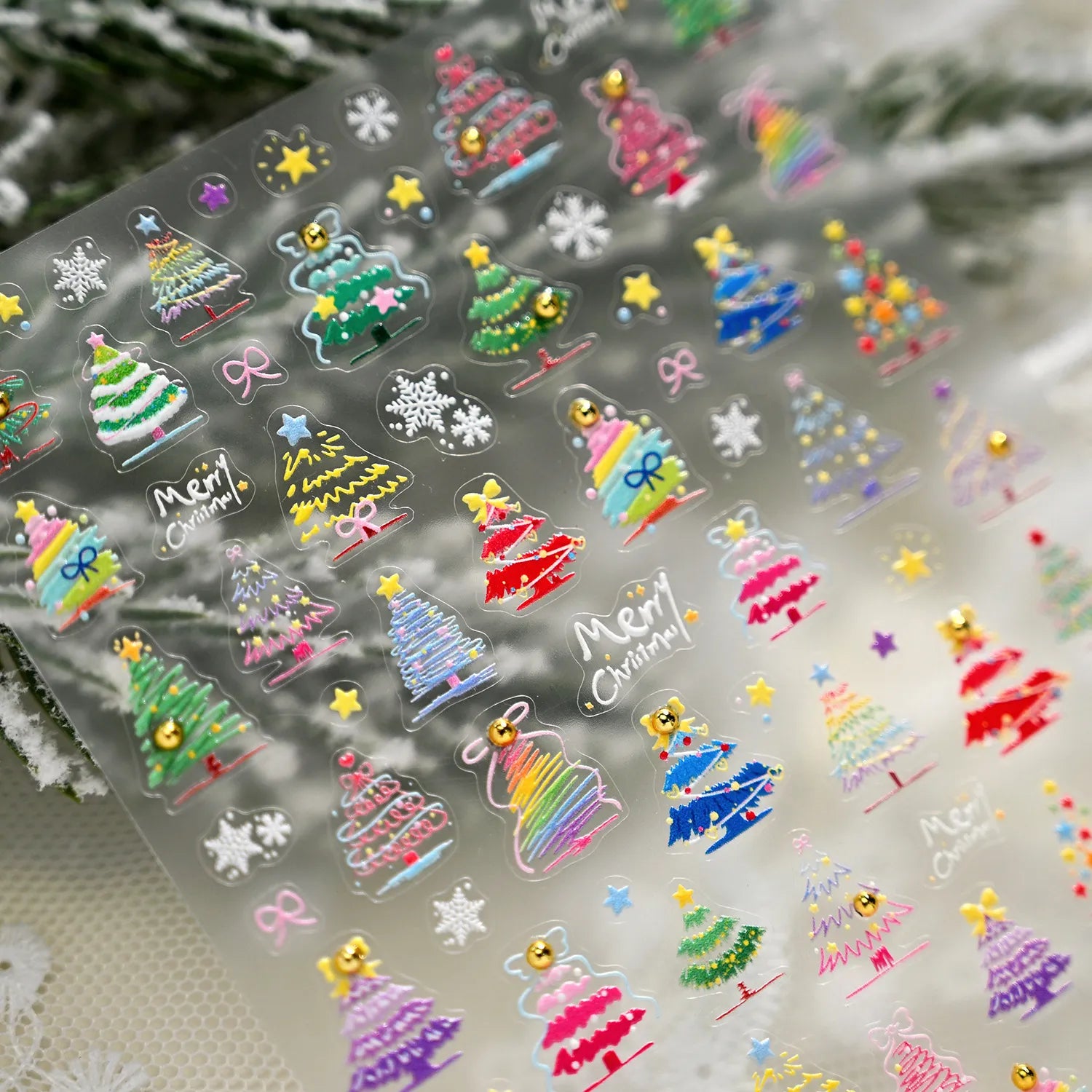 Christmas Tree Nail Decals - 3D Holiday Nail Stickers for Winter TL409