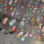 Christmas Winter Nail Stickers - Cute Bear & Snowman Holiday Nail Decals