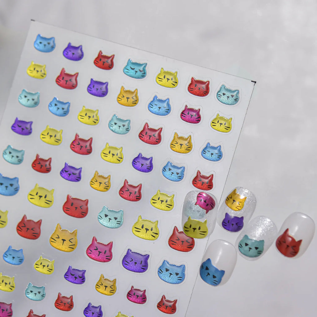 Chrome Metallic Cat Face Nail Stickers 5701