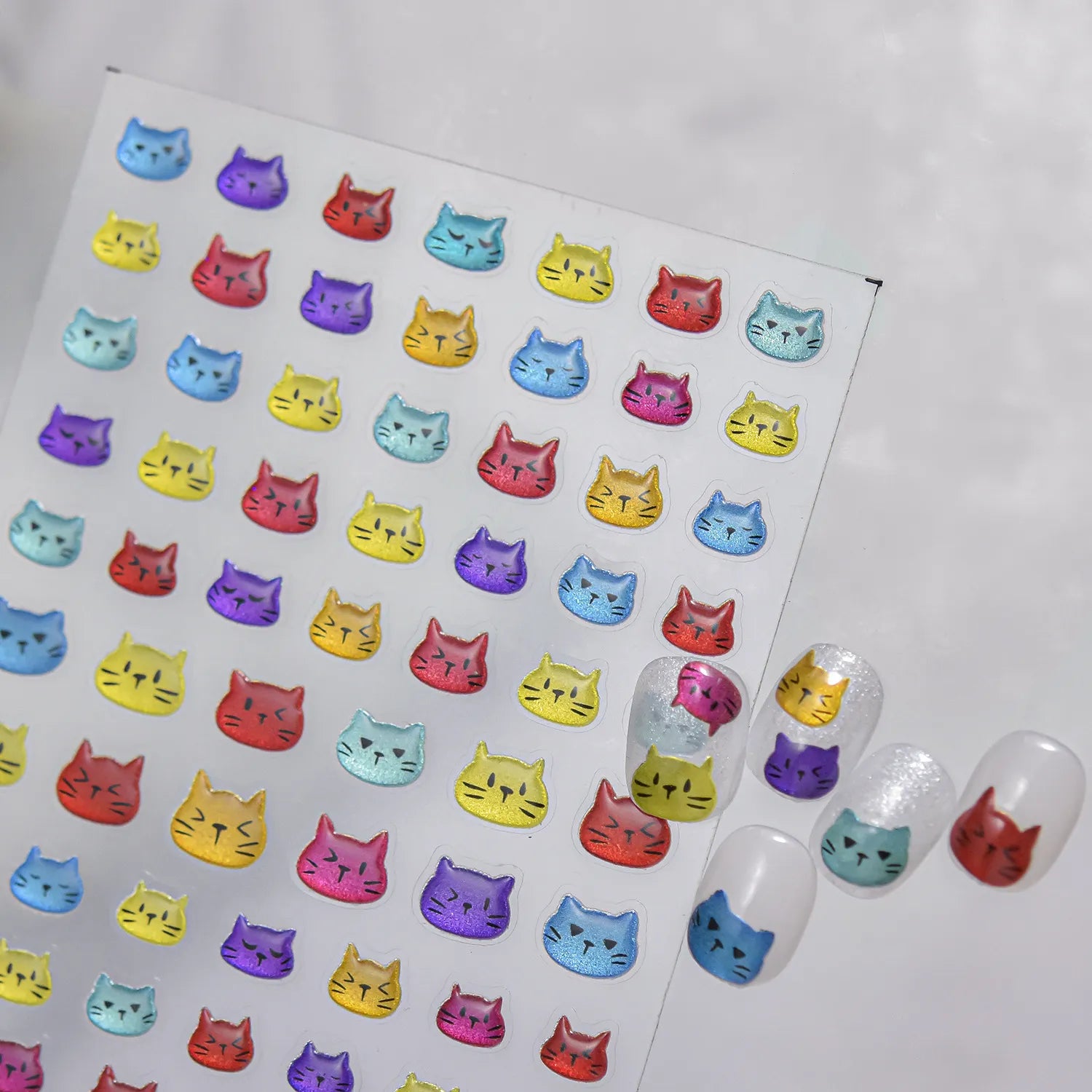 Chrome Metallic Cat Face Nail Stickers 5701