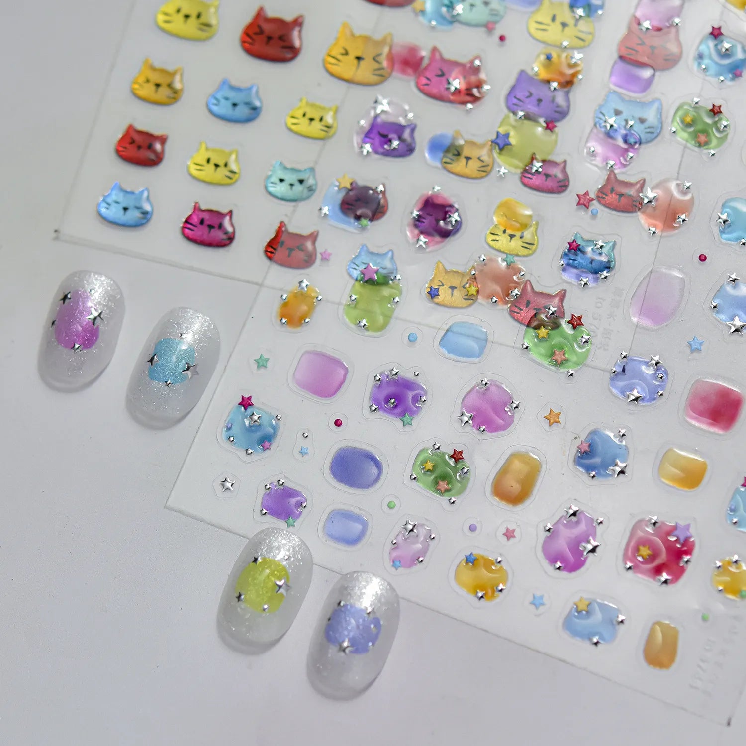 Chrome Metallic Cat Face Nail Stickers 5701