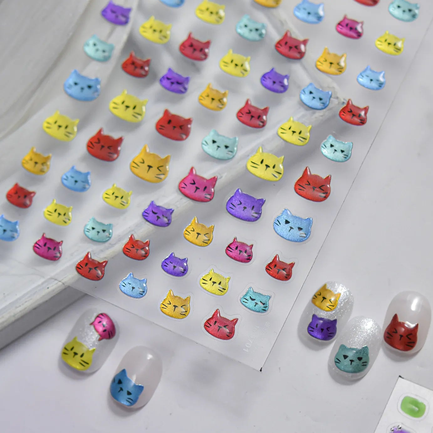 Chrome Metallic Cat Face Nail Stickers 5701