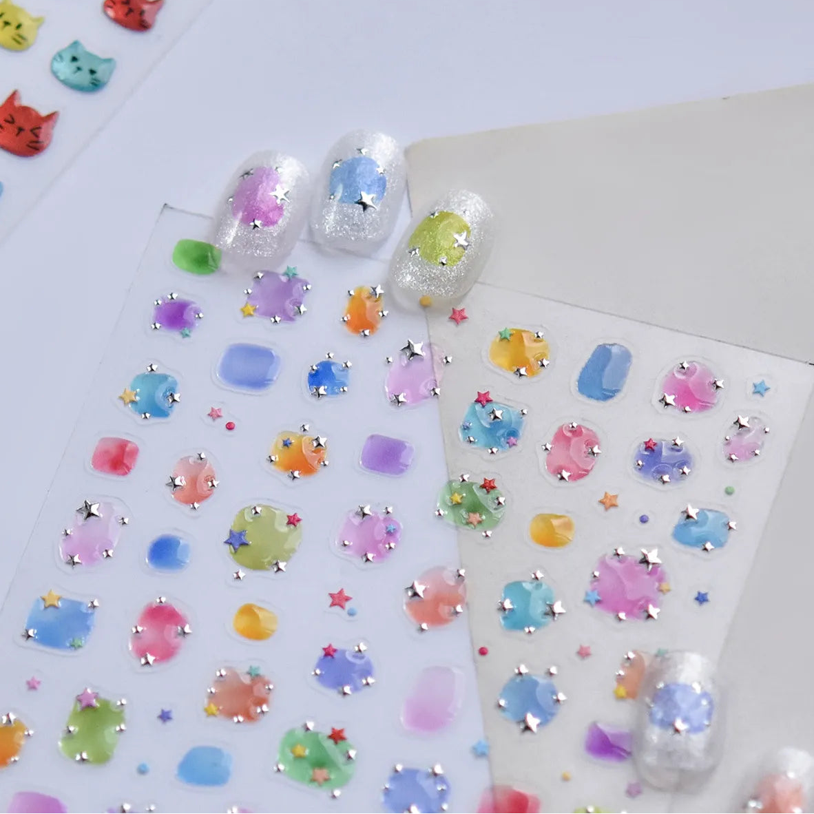 Chrome Metallic Cat Face Nail Stickers 5701