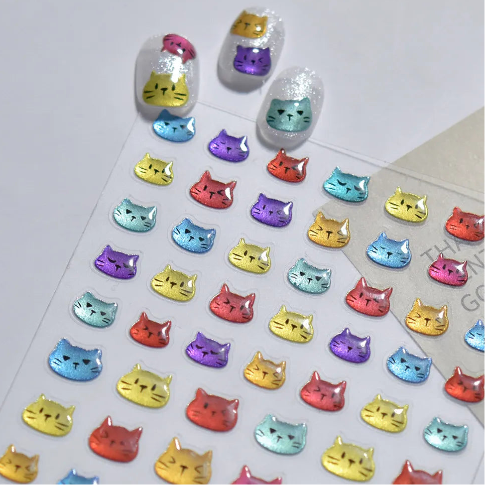 Chrome Metallic Cat Face Nail Stickers 5701