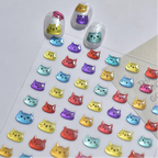 Chrome Metallic Cat Face Nail Stickers 5701