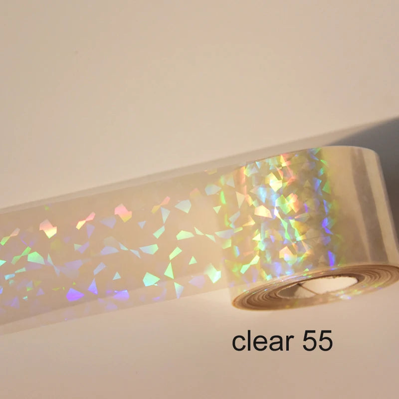 120m Crystal Holographic Silver Gold Shattered Glass Nail Art Foil 807
