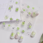 Clover Rhinestone Nail Stickers – Pre-Arranged Self-Adhesive Nail Gems MD040
