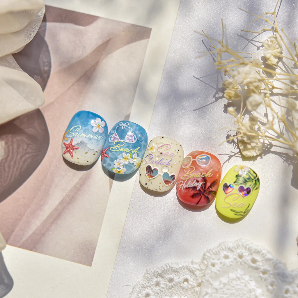 Coconut Girl Summer 5D Nail Stickers | Holographic Beach Nail Art 