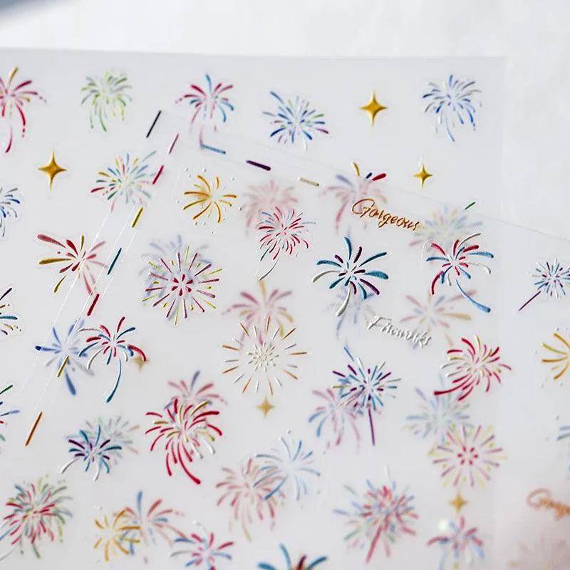 Colorful Fireworks Nail Art Stickers Adhesive Slider Sticker Decals