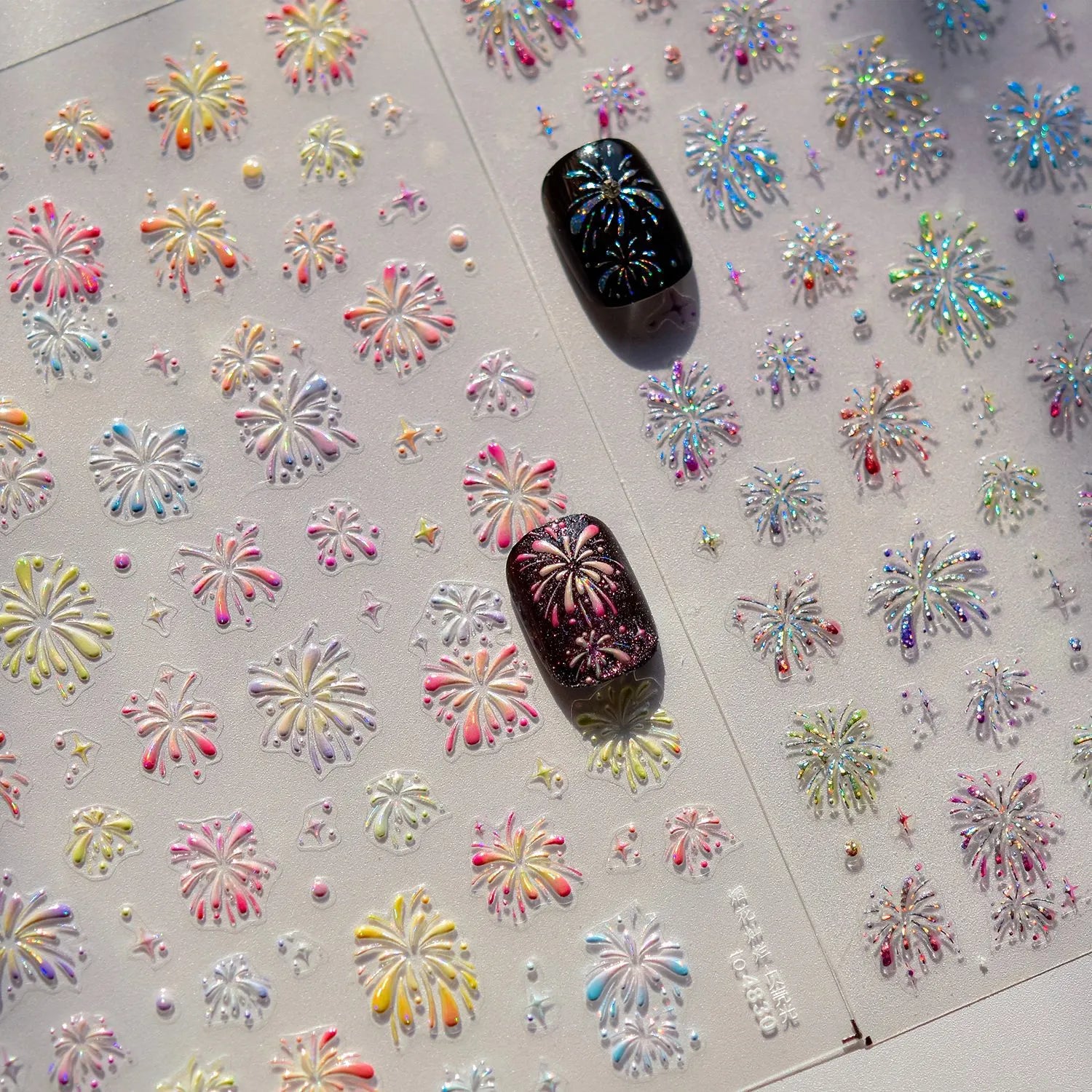 Colorful Fireworks Nail Art Stickers New Year Adhesive Sticker Decals to4804