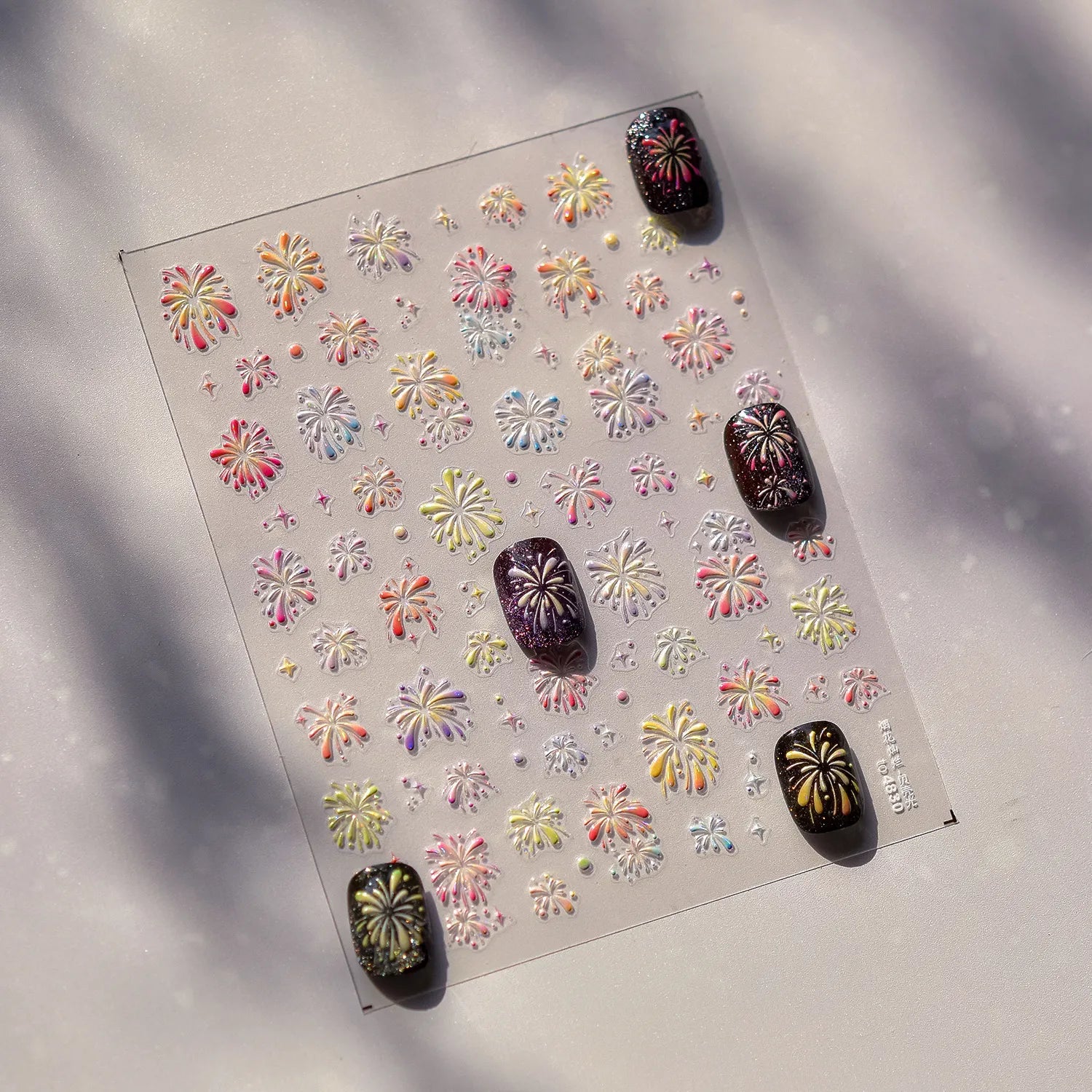 Colorful Fireworks Nail Art Stickers New Year Adhesive Sticker Decals to4804