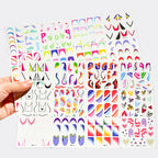 Colorful French Nail Water Decals | Y2K Swirls, Hearts, Abstract Slider Stickers