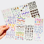 Colorful French Nail Water Decals | Y2K Swirls, Hearts, Abstract Slider Stickers