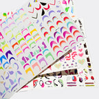 Colorful French Nail Water Decals | Y2K Swirls, Hearts, Abstract Slider Stickers