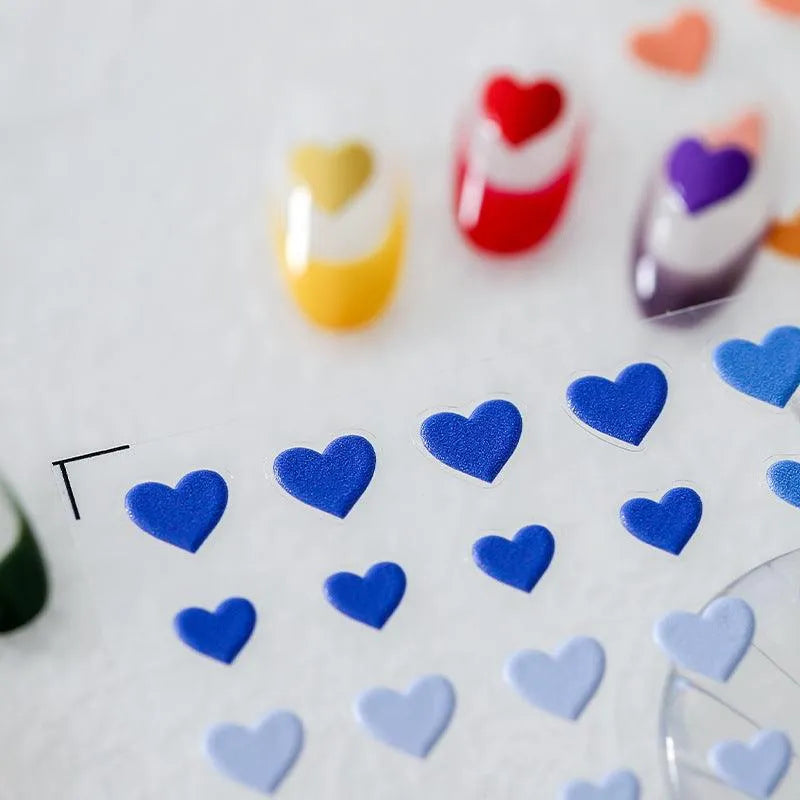 Colorful Hearts Nail Art Stickers Love Heart Shape Adhesive Embossed Sticker Decals TS811
