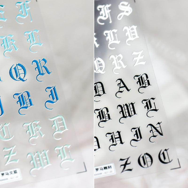 Colorful Initials NailMAD Nail Art Stickers Adhesive Embossed Alphabet Sticker Decals TS681 - Nail MAD