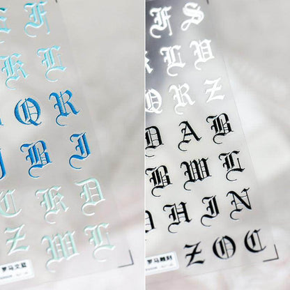 Colorful Initials NailMAD Nail Art Stickers Adhesive Embossed Alphabet Sticker Decals TS681 - Nail MAD
