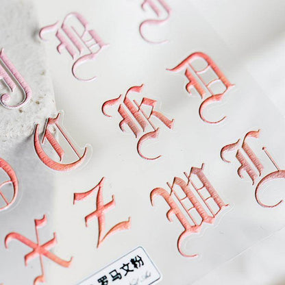 Colorful Initials NailMAD Nail Art Stickers Adhesive Embossed Alphabet Sticker Decals TS681 - Nail MAD